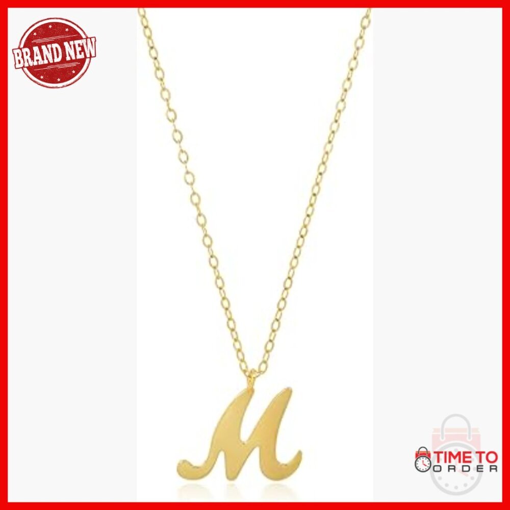 10k Solid Gold Dainty Script Initial Necklace 16+2 Inches Extendable